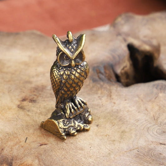 Solid Brass Standing Owl Tea Pet
