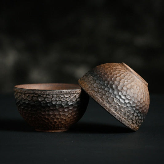 Vintage handmade Japanese stoneware teacups